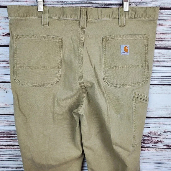 Carhartt Men's 38x34 Relaxed Fit Rigby Dungaree Tan Canvas Pants - Picture 6 of 11